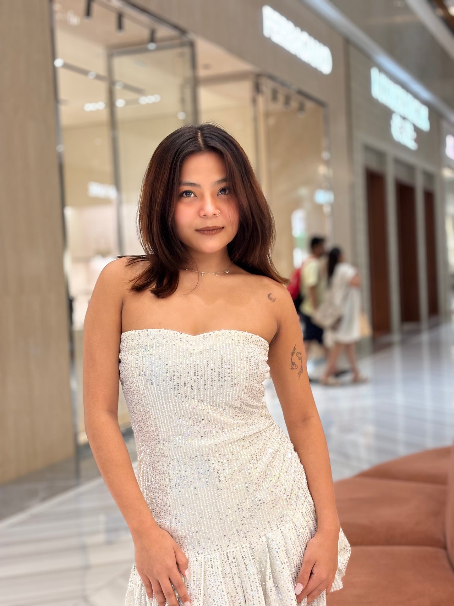 WHITE SEQUIN SERENA DRESS