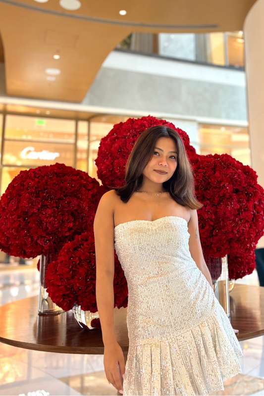 WHITE SEQUIN SERENA DRESS