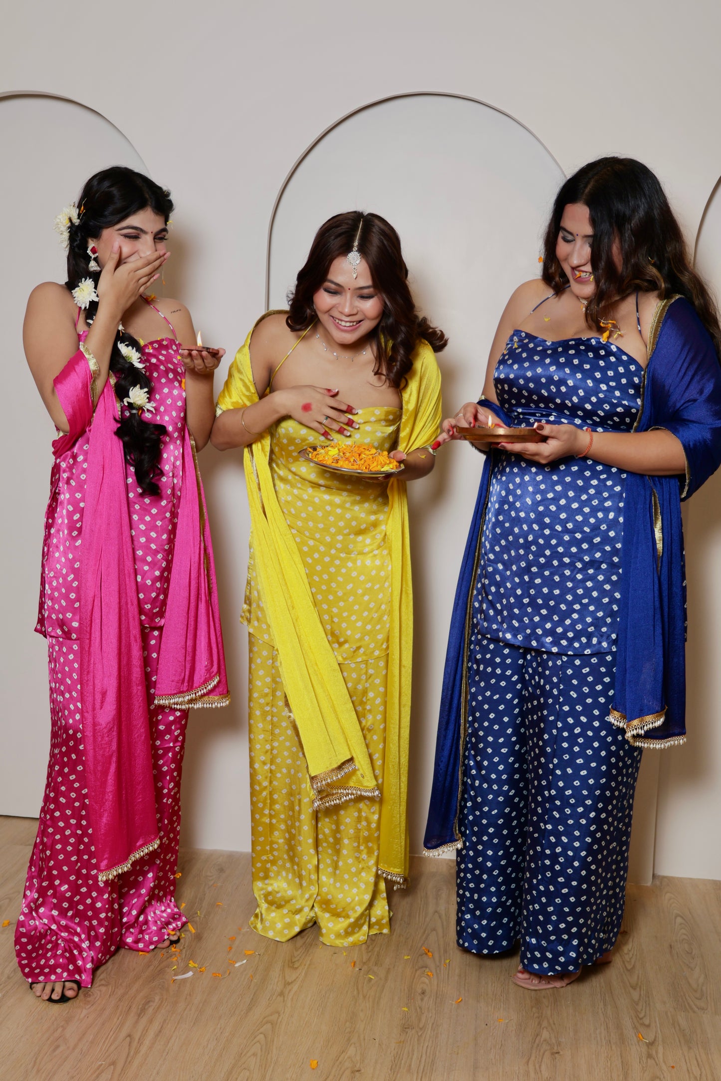 Blue Bandh Bandhani Set (3 Piece)