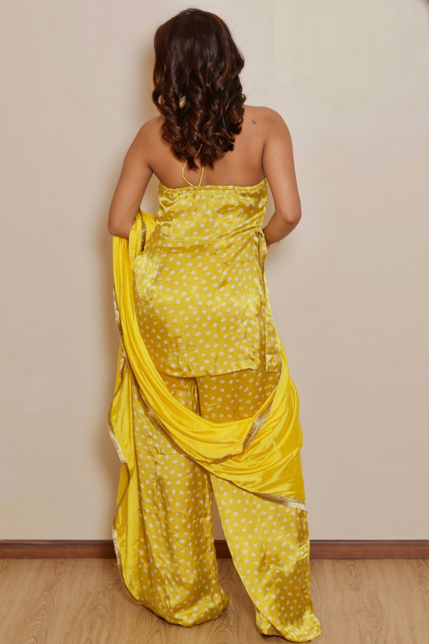 Yellow Bandh Bandhani Set (3 Piece)