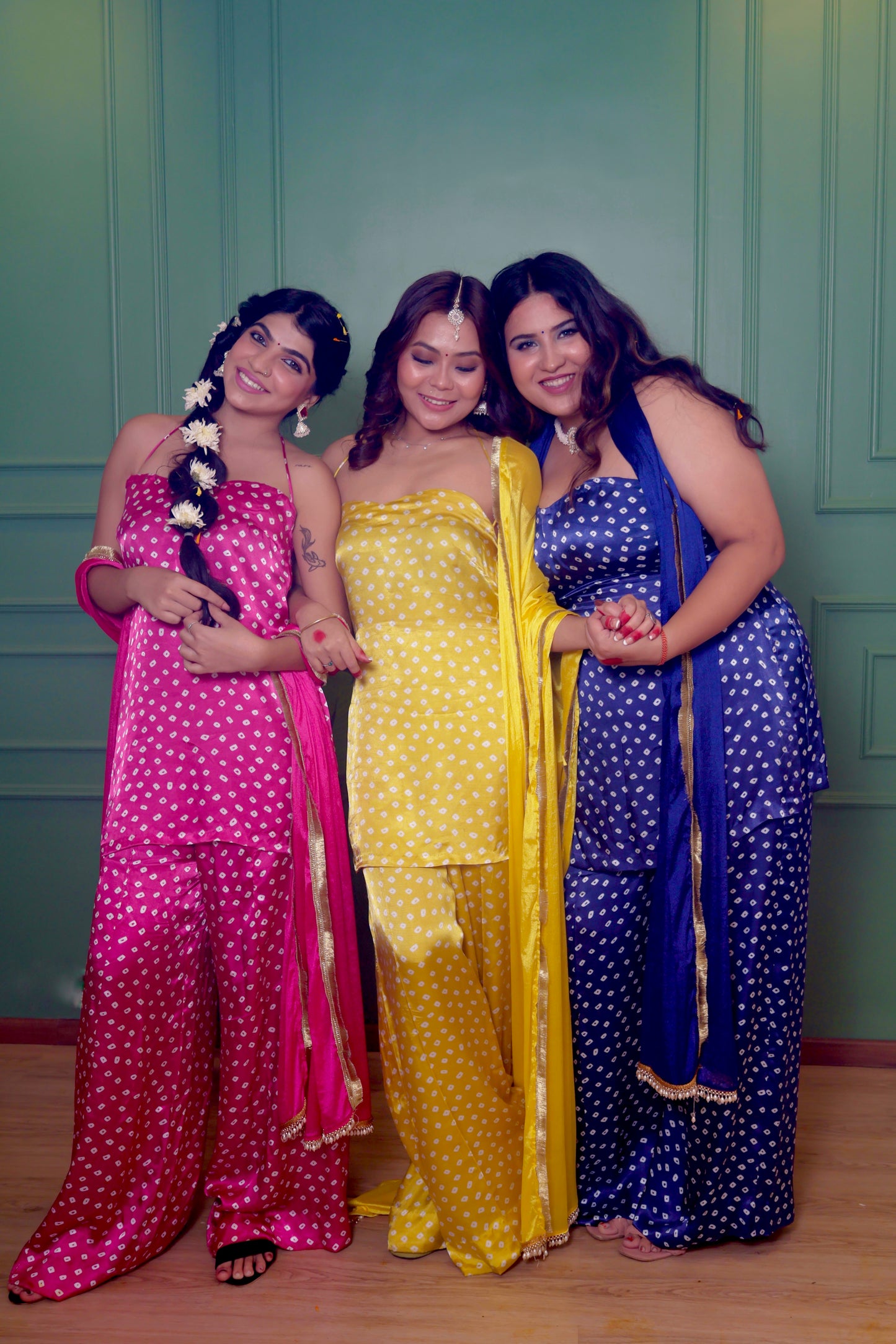 Pink Bandh Bandhani Set (3 Piece)