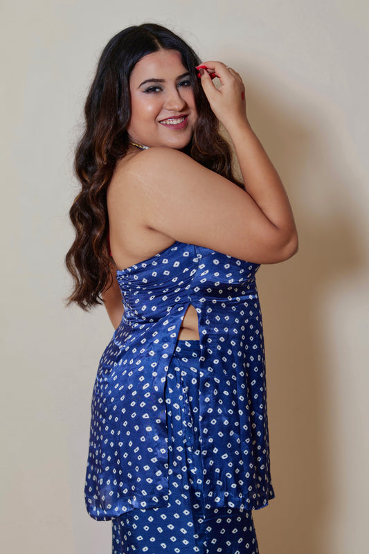 Blue Bandh Bandhani Set (3 Piece)