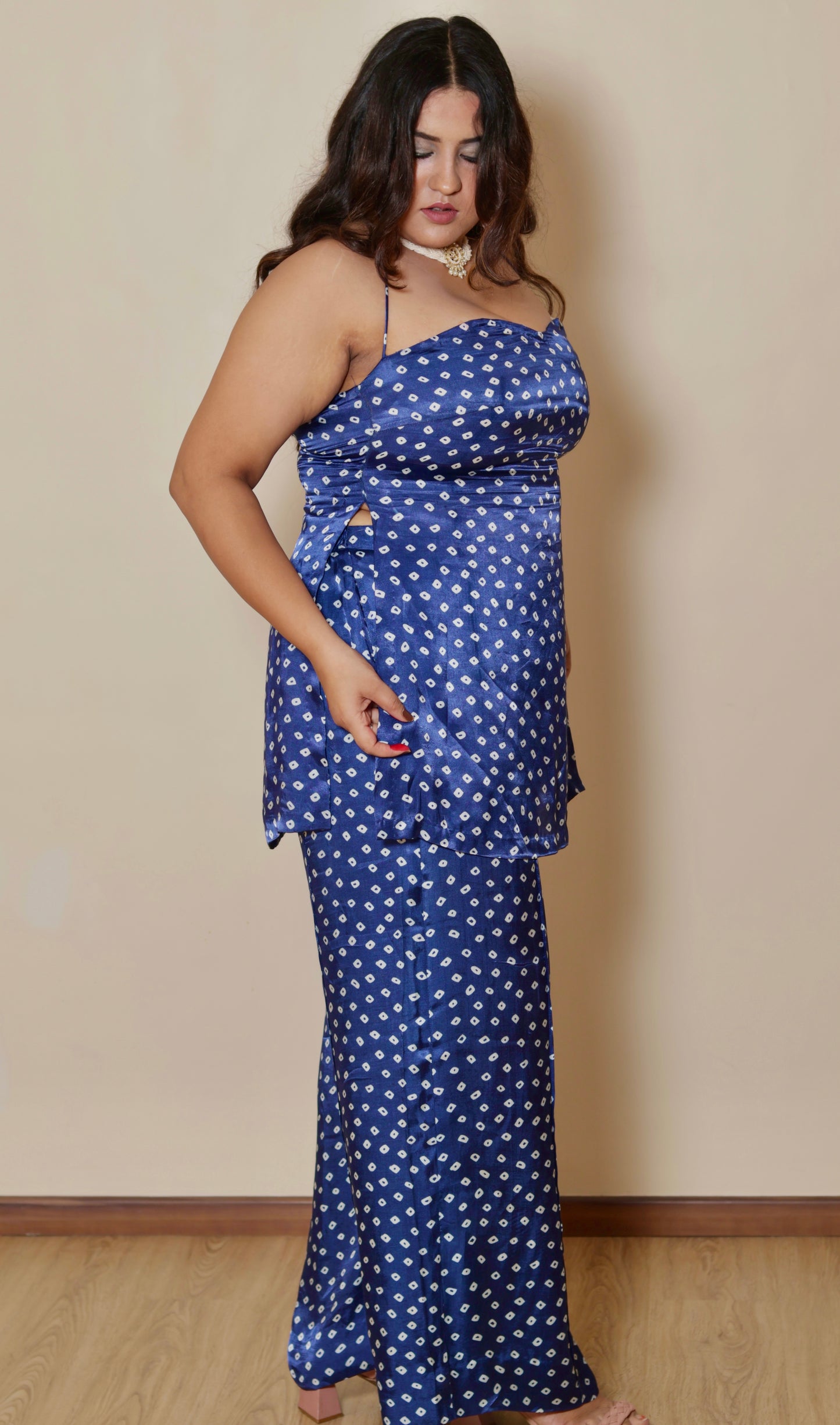 Blue Bandh Bandhani Set (3 Piece)