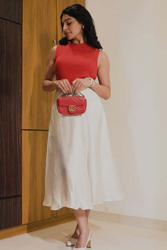 WHITE BALLERINA MIDI SKIRT