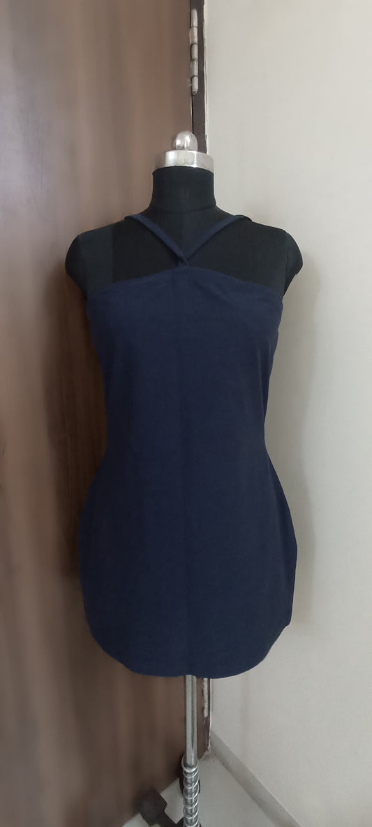 Blue Halter Neck Dress ( Size -M)