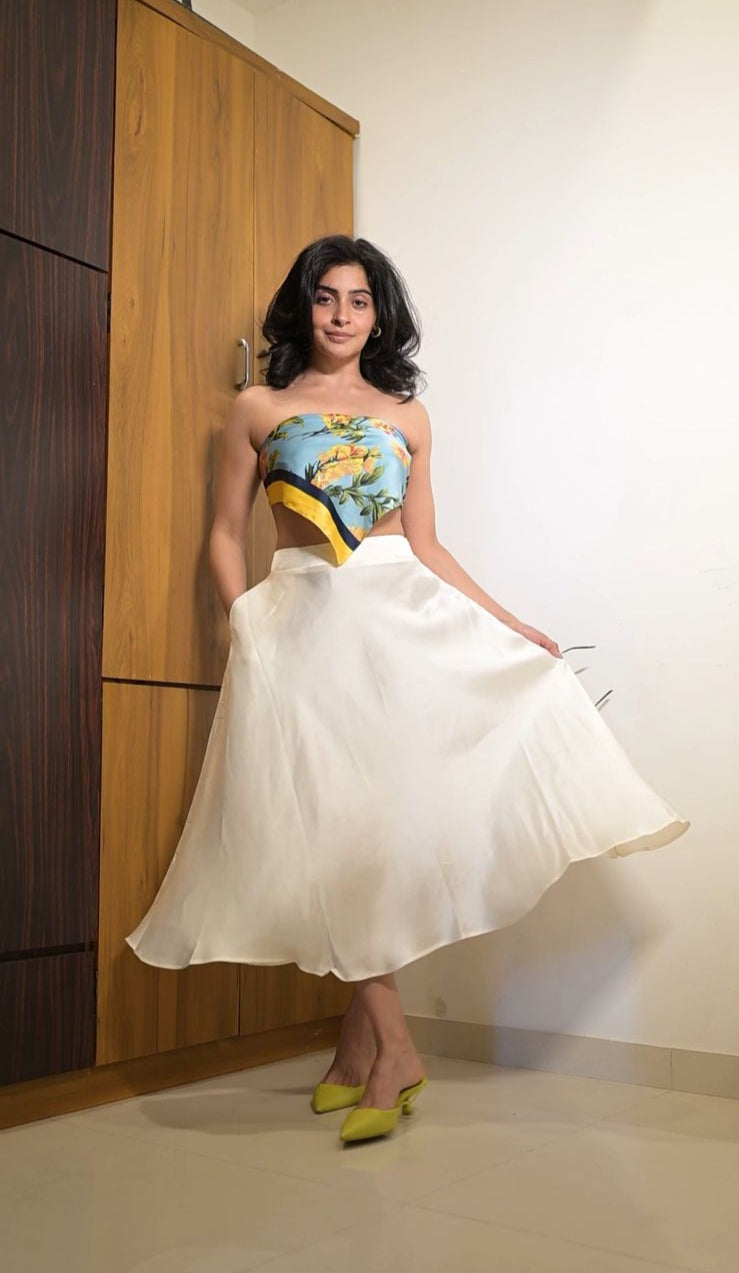 WHITE BALLERINA MIDI SKIRT