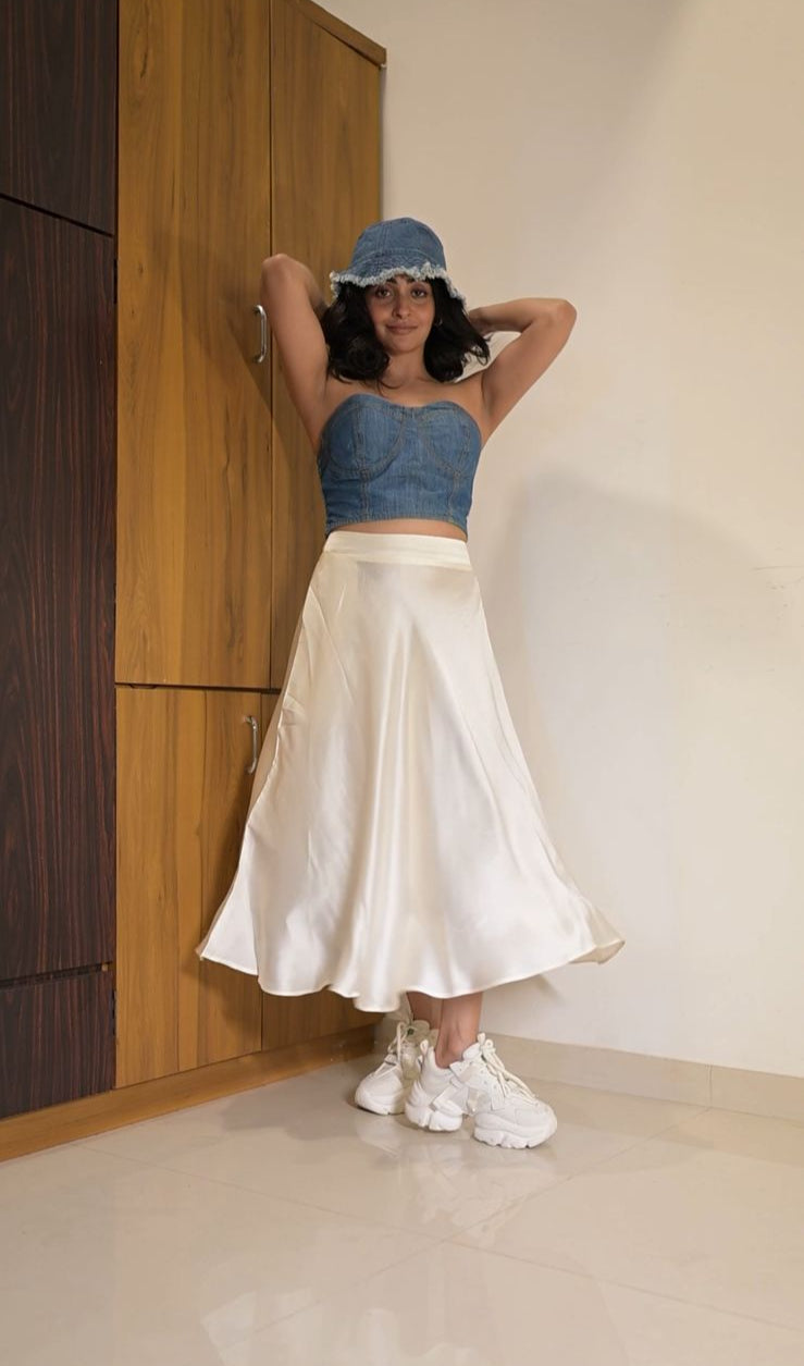 WHITE BALLERINA MIDI SKIRT