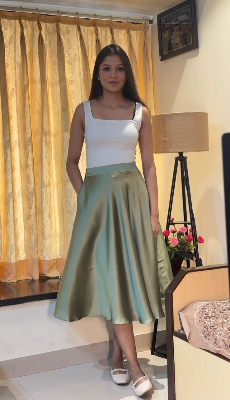 SAGE GREEN BALLERINA MIDI SKIRT
